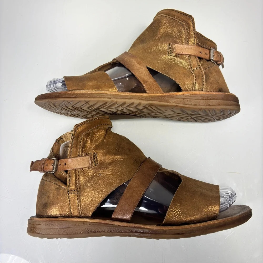 Miz Mooz Bronze Brown Leather Gladiator Sandals - Picture 7 of 13